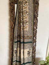 Gul-mohar collection- Beige and Green chanderi saree