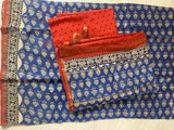 Gul-mohar collection- Blue and Red chanderi dress material